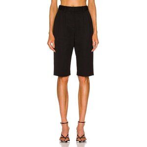 Nili Lotan Ella Pleated Virgin Wool Shorts Black Womens Size 2